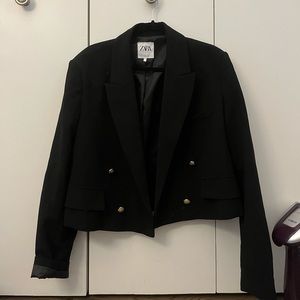 Zara never worn cropped black blazer size XL
